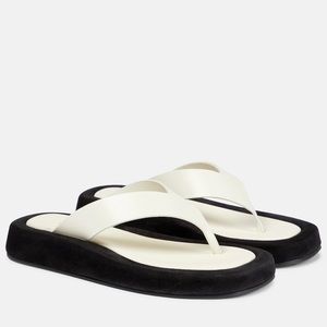 The Row Ginza Leather Suede Flip Flop Sandal 38